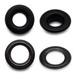 Люверсы металл ⌀_9.2 мм (внутр.), №24, h6.32 мм (внутр.), цв. черная резина, New Star, ≈100 шт