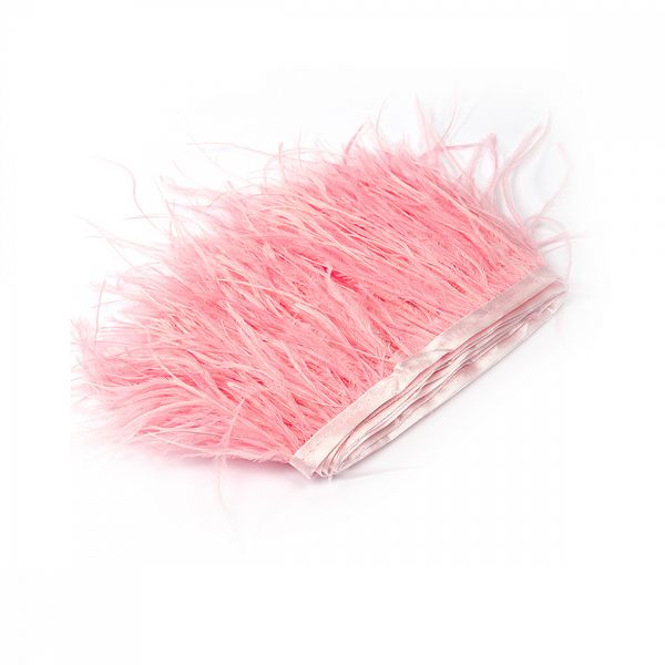 Перья на ленте Страус 15 см, FBY-15-123, цв. нежно-розовый, 2м
