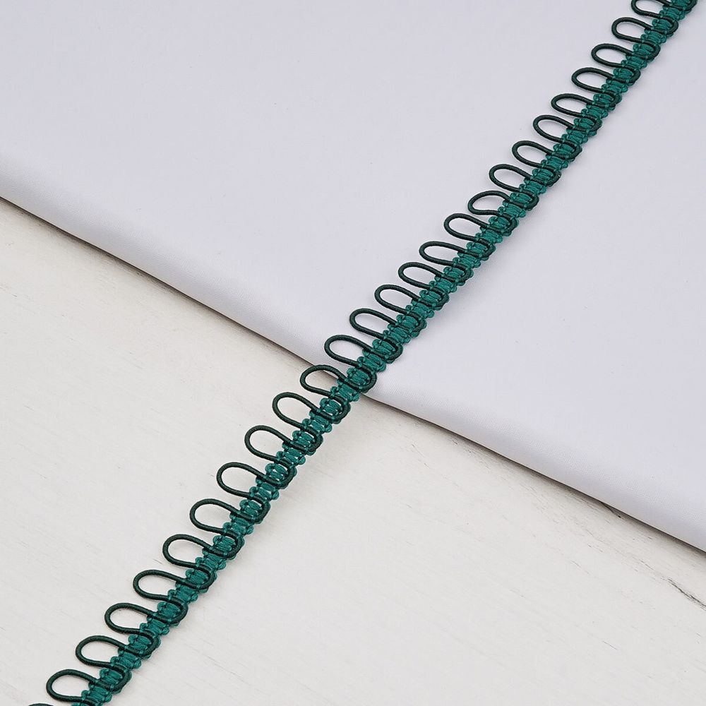 Тесьма декоративная с петлями 15 мм / 18.29 метра, темно-зеленый, 13-7735