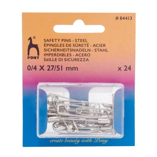 Булавки английские l=27-51 мм, сталь, 24 шт, Pony, 84413
