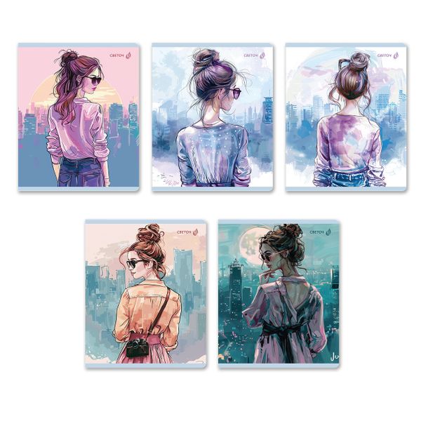 Тетрадь ученическая общая, выборочный лак, A5+ 80 л. на скобе 65 г/м², белизна 100 %, 5 шт, клетка, 01127 Оглянись!, Светоч Т81