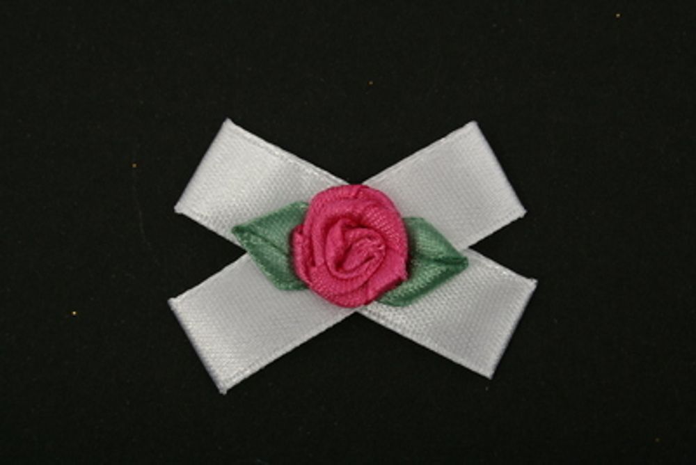 Цветок розочка атласная на банте Blitz 17, 10 шт, 43 малиново-белый