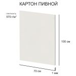Картон пивной 1 мм, 570 г/м², 70х100 см, 5 шт, белый, Love2art KLP-27