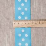 Лента атласная в горошек 45.0 мм / 22.5±1 метров, голубой, Globus