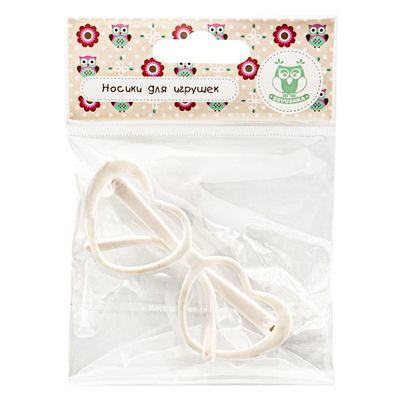 Очки для куклы без стекла, пластик, сердце, 8, 0 см/1шт, белый