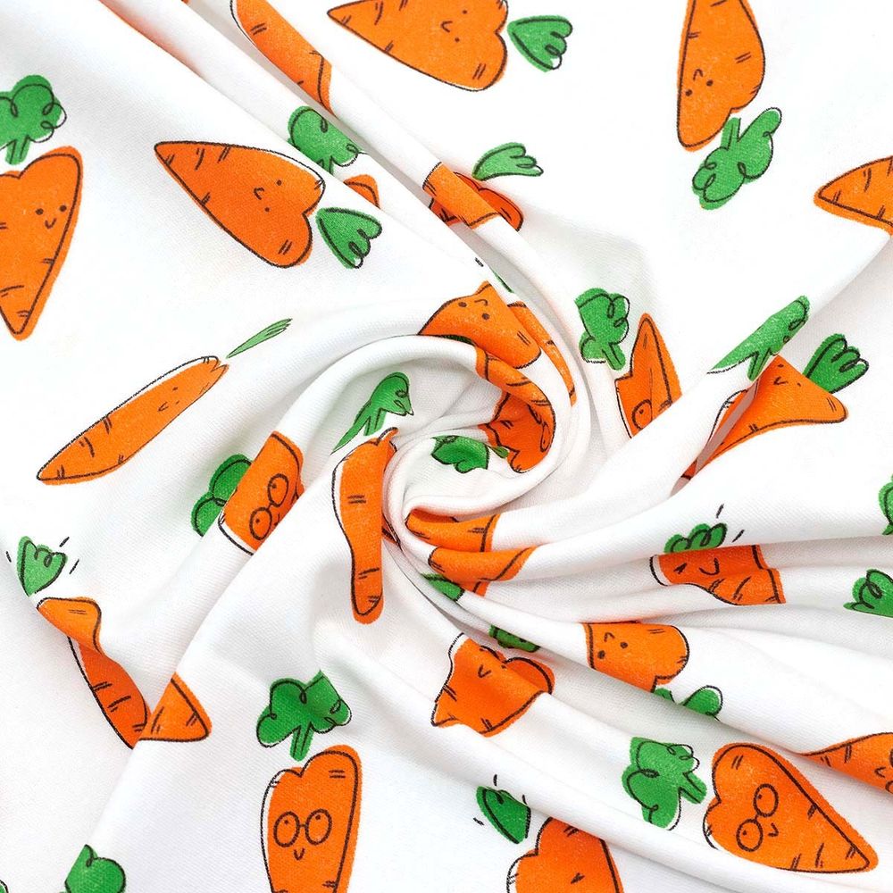 Интерлок Морковки 100% х/б (пл.165-175г/м2 ) 45см*50см + -2см, цв. бело/оранжевый 29525