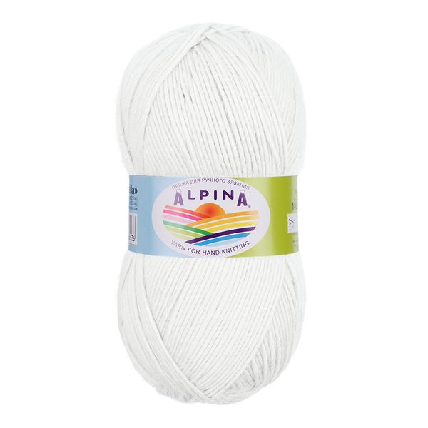 Пряжа Alpina Stella, с люрексом / уп.3 мот. по 100г, 250 м, ±13м, 84 белый