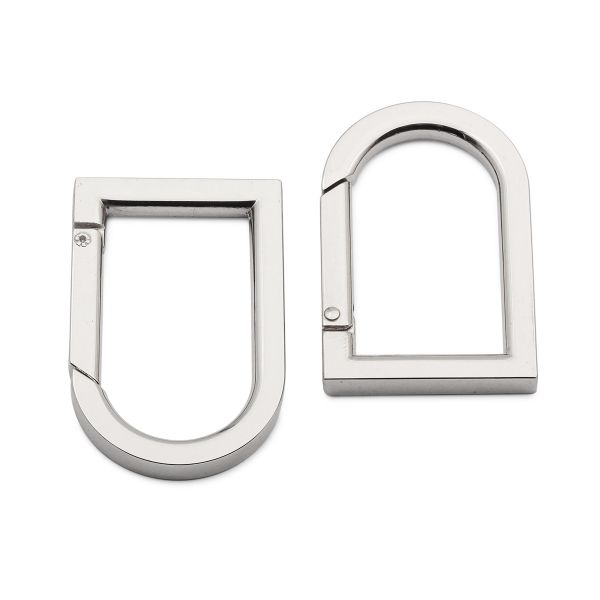 Карабин металл полукольцо 22х40 мм (50х32 мм), никель мет, 2 шт
