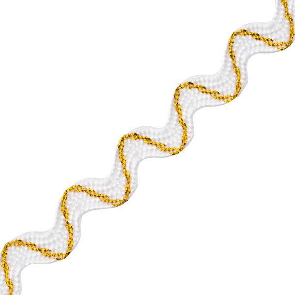 Тесьма вьюнчик 9 мм / 20 метров, с метанитью рис 9901, белый с золотом, С3891Г17