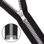 Молния трактор Arta Т6 (6 мм) 1 зам., разъем., 70 см, 2076 DECOR, 077 черный/991 алюминий, 5 шт