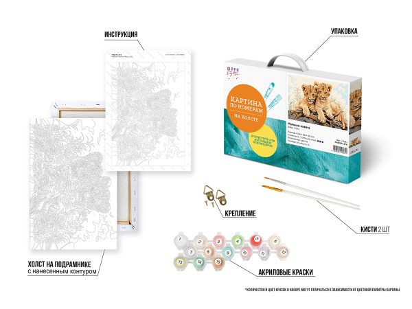 Картина по номерам Фрея PNB/PS-374, Малыши-львята, 30х20 см