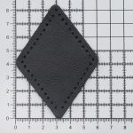 Заплатки пришивные из кожи, ромб 6х8,4см с перфорацией, 2 шт, 100% кожа, 01 черный, 9115