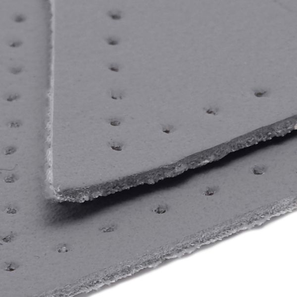 Заплатки пришивные из кожи, треугольник равнобедр., стор. 8см, с перфорацией, 2 шт, 100% кожа, 07 серый, 9903