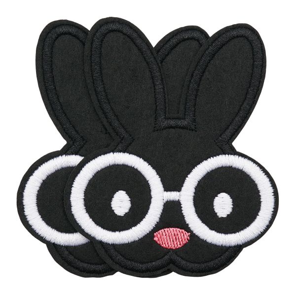 Термоаппликация Зайка в очках 70х85мм (Black (черный)), 2 шт, LA525