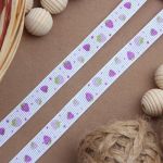 Лента репсовая (в рубчик) Землянички, 10 мм, 3м, фиолетовый