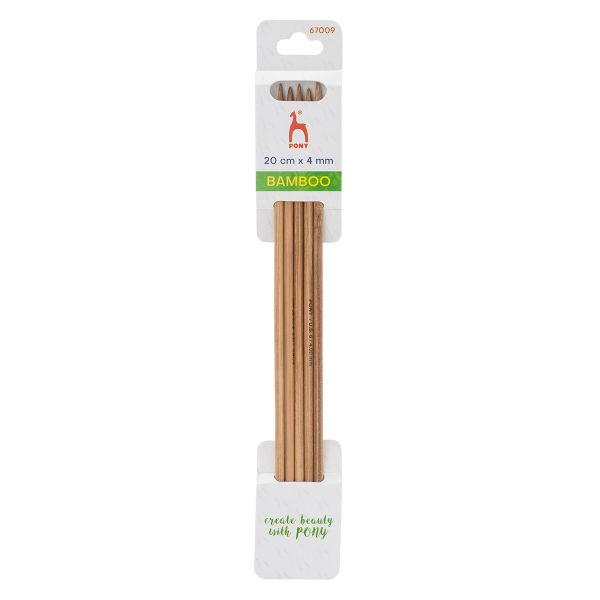 Спицы чулочные Pony Bamboo ⌀4.0 мм, 20 см, 5 шт, бамбук, 67009