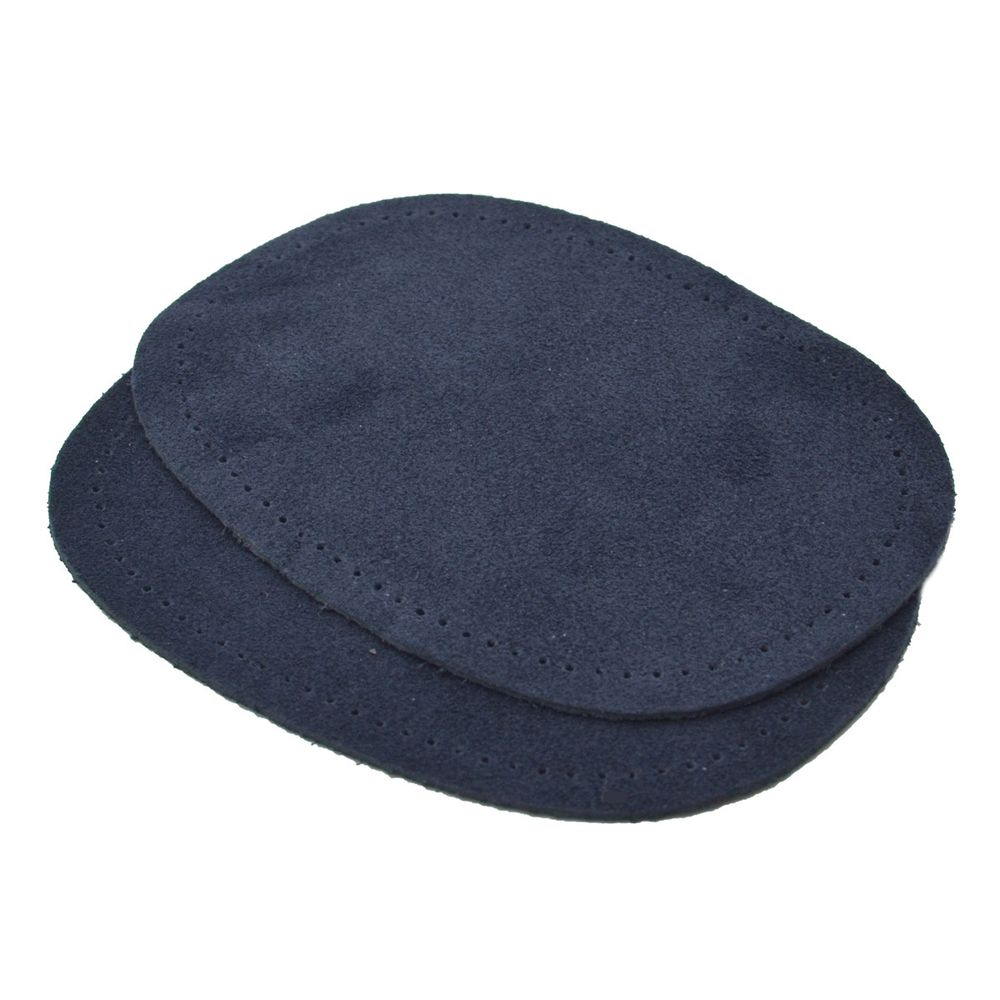 Заплатка, замша, овал средний 10х14см с перфорацией, с тупыми краями, 2 шт в уп, 100% кожа, 22 т.синий
