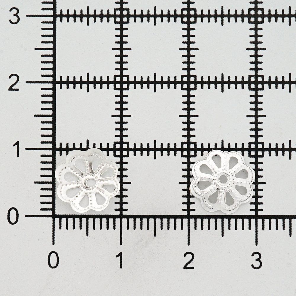 Шапочка для бусин, 10мм 50 шт/упак, Astra&Craft (Серебро), 4AR198