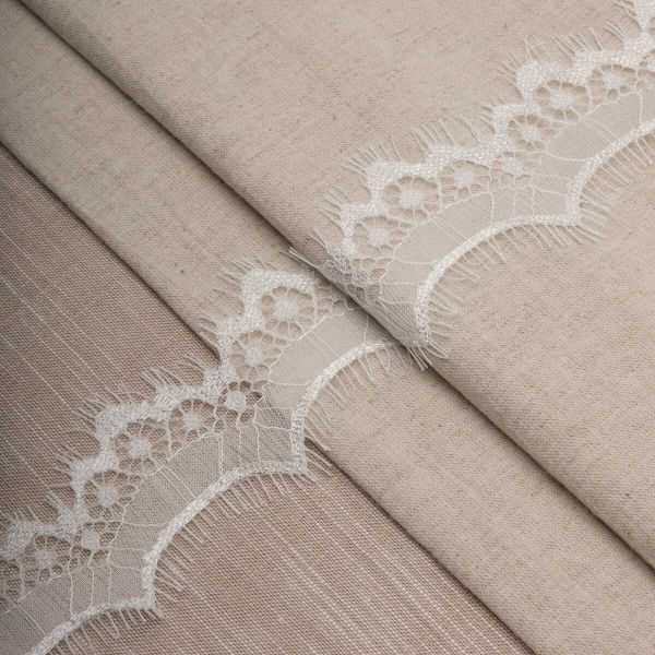 Кружево шантильи (реснички) на сетке 60 мм / 30 метров, белый, 3AR1279