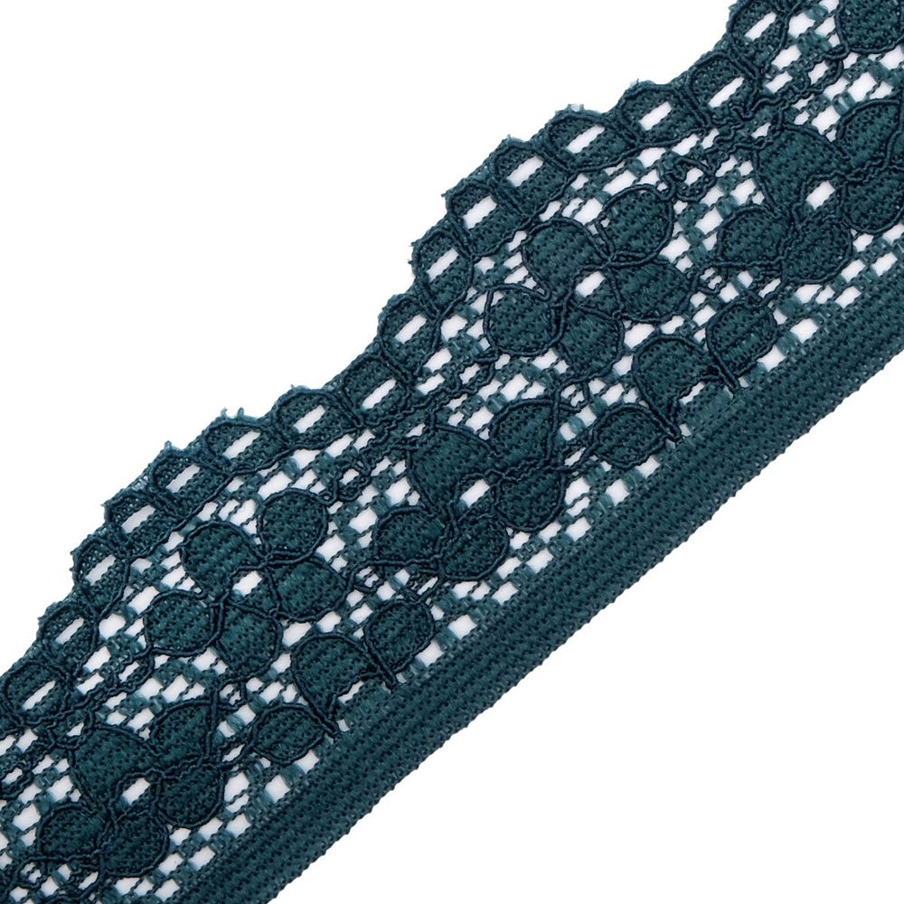 Кружево эластичное (стрейч) 25 мм / 50 метров, зеленый, К009.025