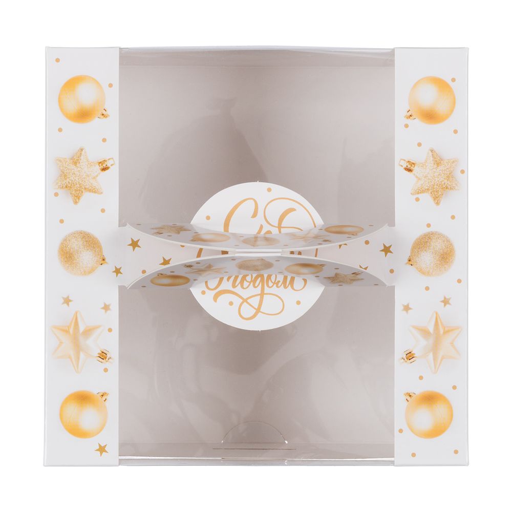 Коробка для мини-торта 14х14х8 см, №1 Золотые мечты, S-Chief, CBC-029