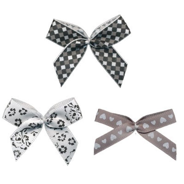 Набор текстильных бантиков, 100 шт, 206 бежево- черный, Annet BDR