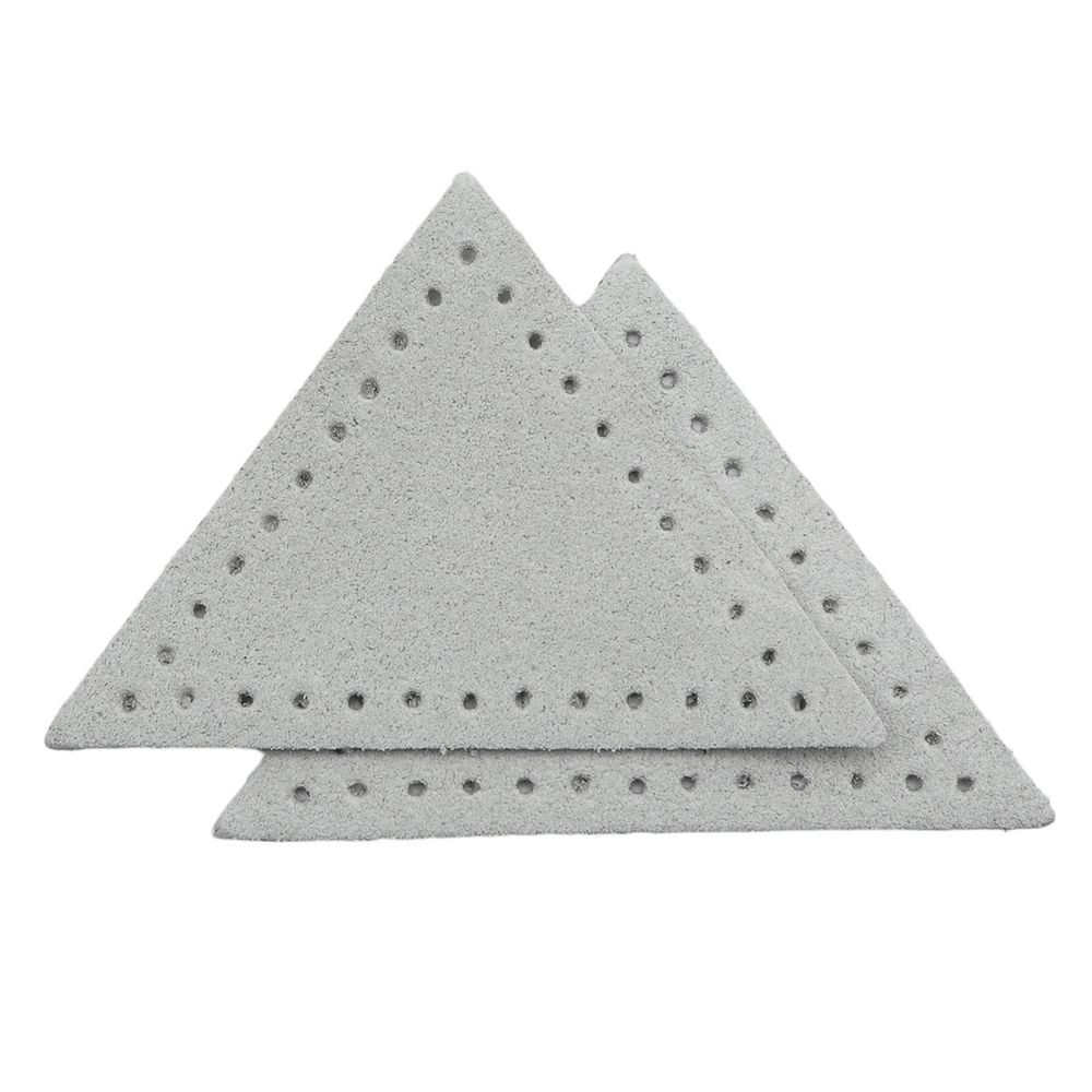 Заплатки пришивные из замши, треугольник равнобедр., стор.5см, с перфорацией, 2 шт, 100%кожа, 25 серо-белый, 59901