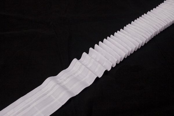 Лента (тесьма) шторная: сборка универсальная (1:2) 60 мм / 50 метров, Caron цв.белый