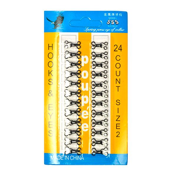 Крючки пришивные 15х8 мм, №2, HIB, цв. никель черный, 24 шт