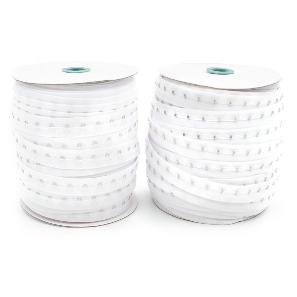 Застежки для бюстгальтера текстильные на ленте (1 ряд) 25 мм / 45.7 метра, шаг 15 мм, белый