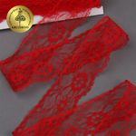 Кружево отделочное в стиле "трикотаж" 40 мм, диз. 281, цв.03 красный, уп. 27,4 м