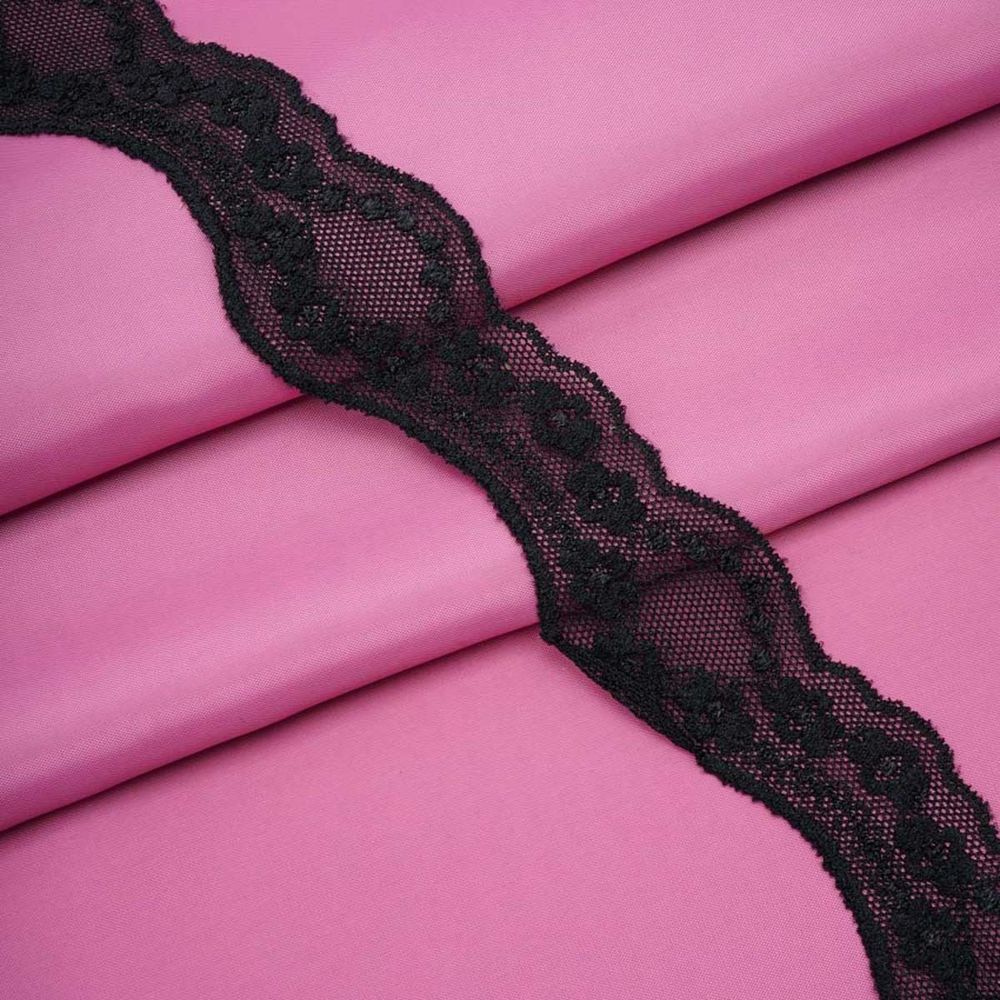 Кружево эластичное (стрейч) 40 мм, черный, 15 м