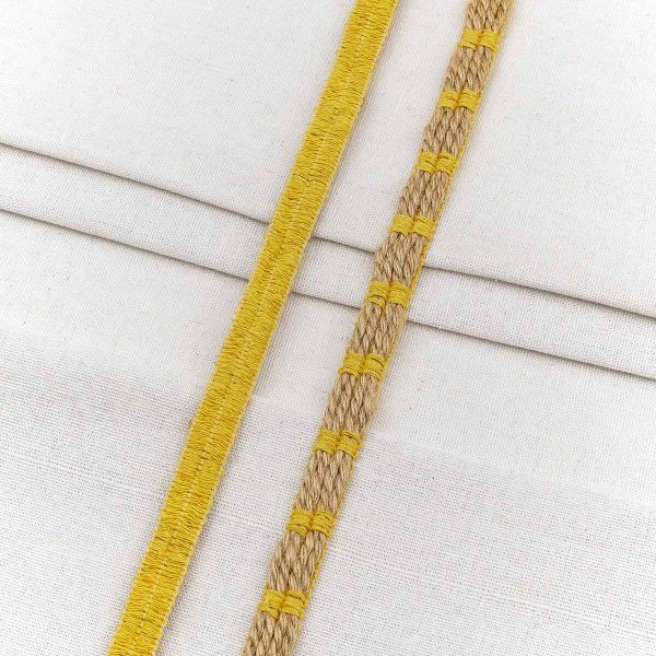 Тесьма отделочная лен 12 мм / 20 метров, 1-Н35, 80% лен, 20% х/б, цв. жёлтый, 23512
