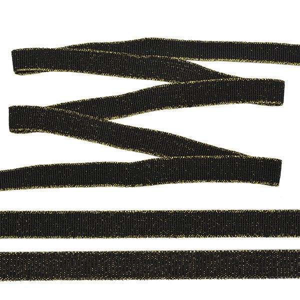 Лента репсовая (в рубчик) эластичная, LRE.10BG, 10 мм, черный/золото, уп. 25 м