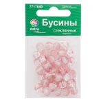 Бусины стекло ⌀8 мм, кракле, 46 шт, Astra&Craft, SY 24 градиент прозрачный/розовый, 1301138