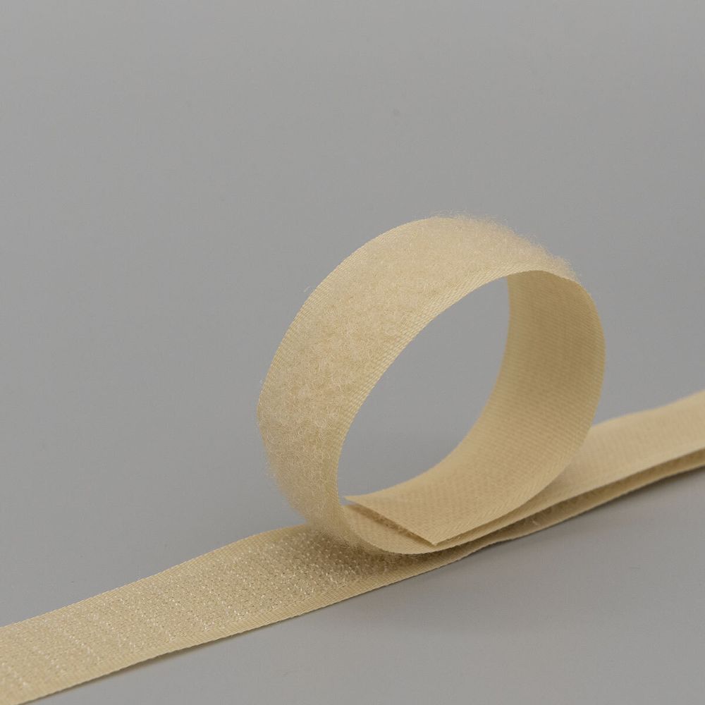 Лента контактная липучка (велкро) пришивная 20 мм / 25 метров, 5028 бежевый, ПАРА (крючок+петля), качество "C"