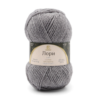 Пряжа Камтекс Лори / уп.5 мот. по 50 г, 170 м, 169 серый, 625650-7