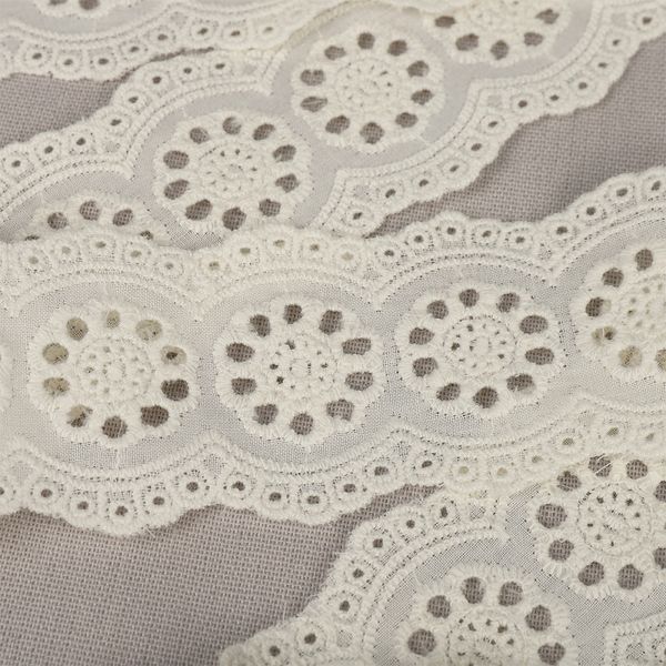 Кружево шитьё хлопок.1137 45 мм, цв.F102 молочный, уп.13.71м, Kruzhevo