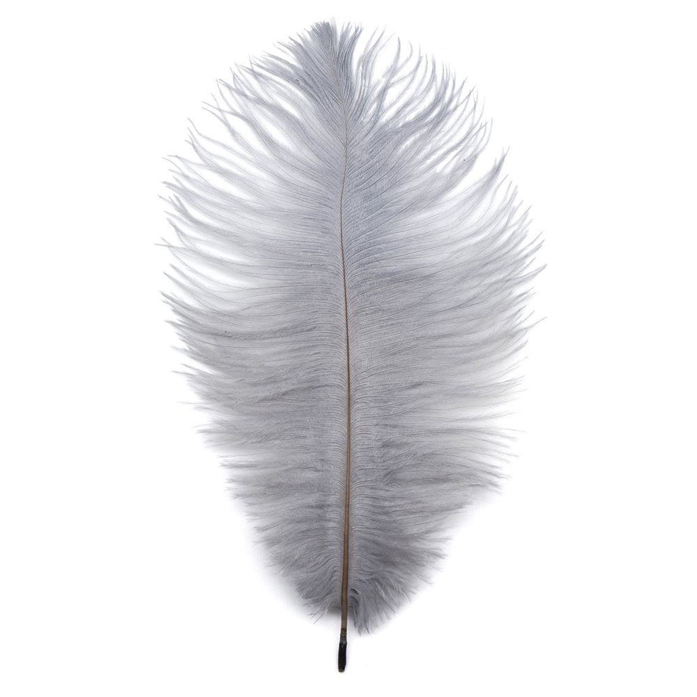 Перья страуса декоративные 20-25см, 10 шт в упак, серый
