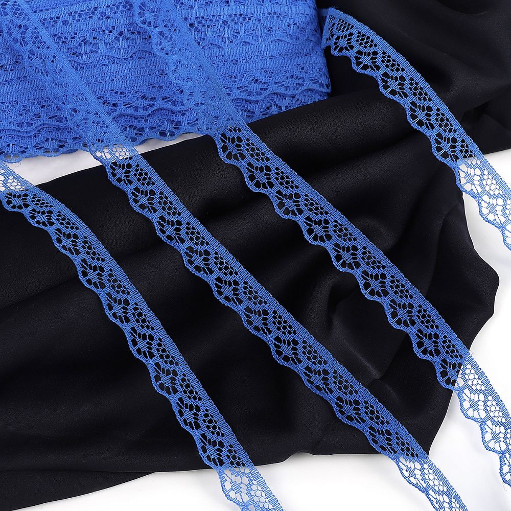 Кружево отделочное в стиле "трикотаж" 12 мм диз. 150-2 цв.13 синий уп.27,4м