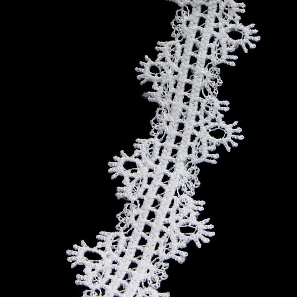 Кружево гипюр (плетёное) 30 мм / 9.14 метров, матовое, C501 белый