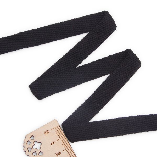 Шнур плоский х/б ⌀15.0 мм / 100м, черный, 8515Ч