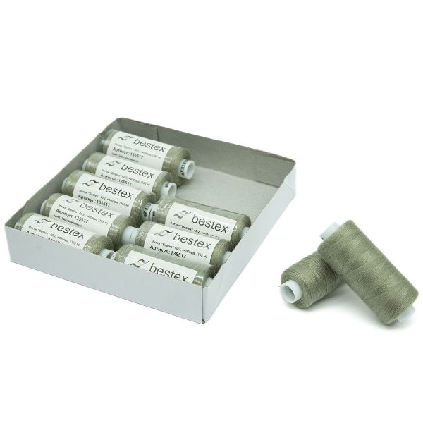 Нитки швейные бытовые Bestex 40/2, 365 м (400 ярд) / 10 кат., 340 известняково-серый