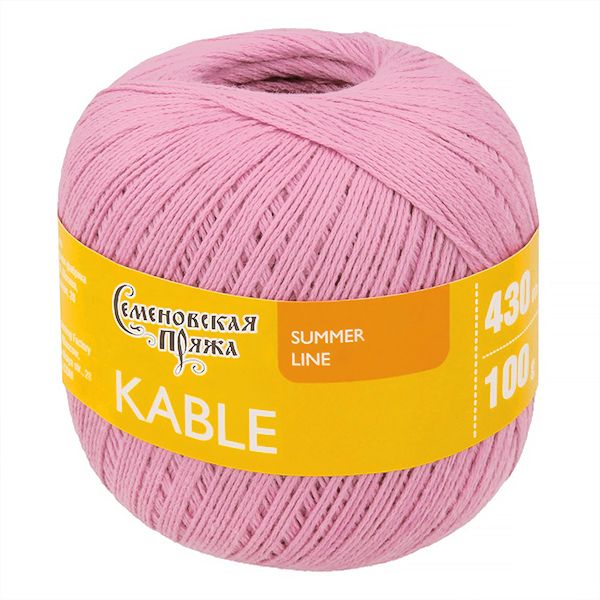 Пряжа Семеновская Kable Кабле / уп.5 мот. по 100г, 430м, 30079 ярк.роз