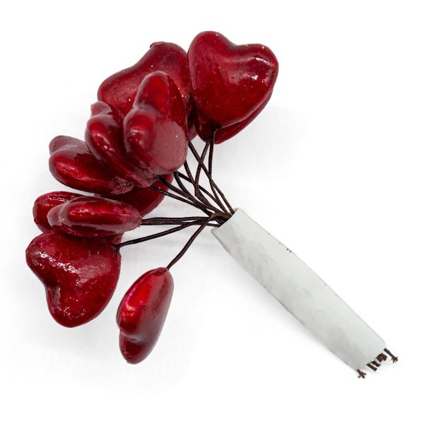 Вставка Сердце на проволоке 2,7х2,5х12 см, красное, 12 шт, 95247