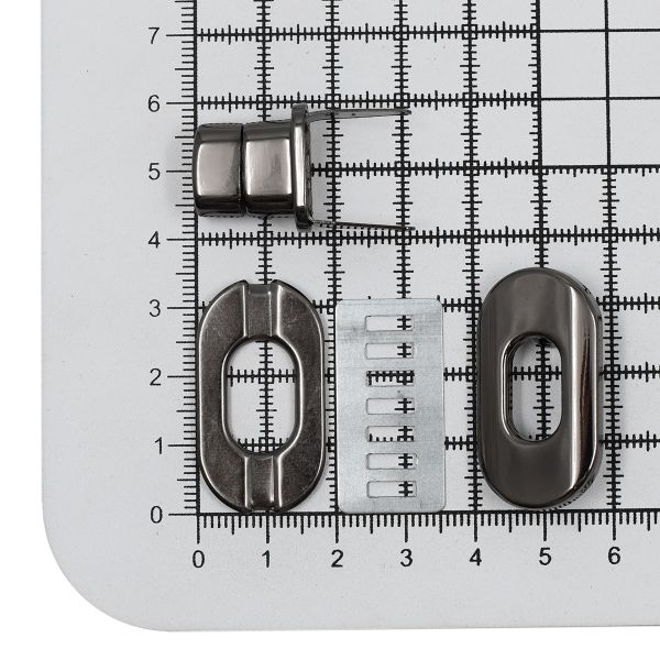 Застежка для сумки поворотная 2.9х2.1х2 см, 5 шт, бл.никель, 3455