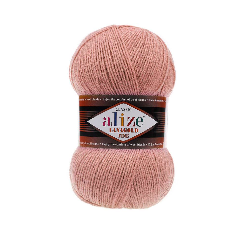 Пряжа Alize (Ализе) Lana Gold Fine / уп.5 мот. по 100 г, 390м, 173 вялая роза A