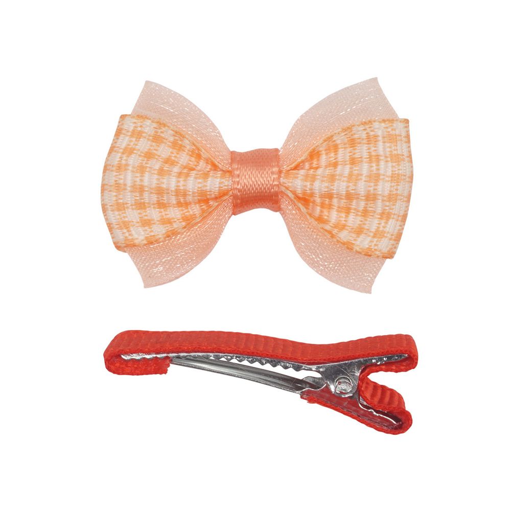 Набор Б-003 мини бантик+заколка 36мм/35мм (персик/красный) 29354