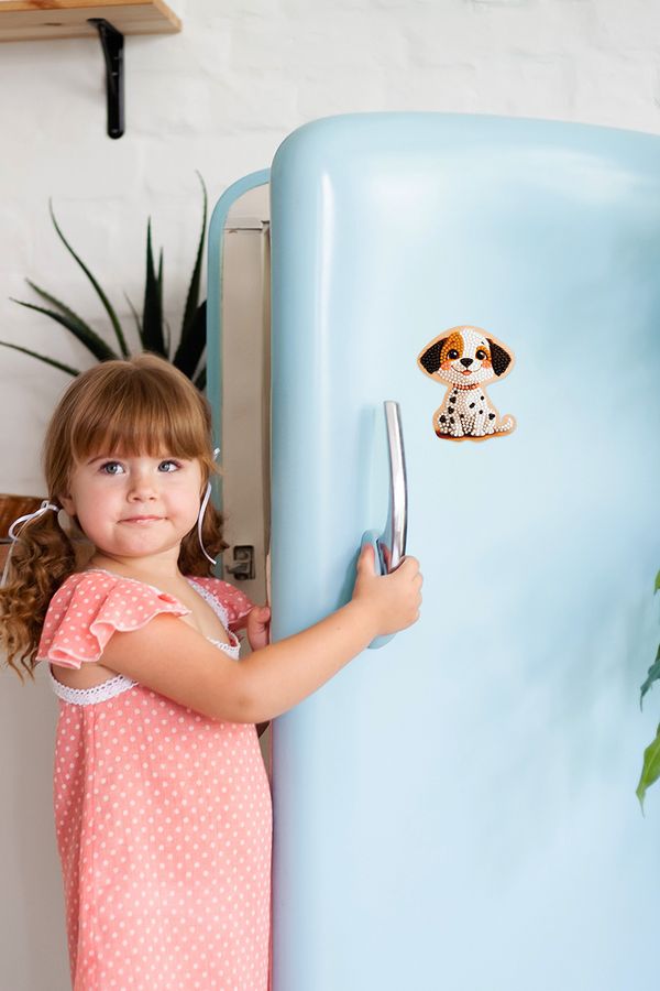 Кристальная (алмазная) мозаика Фрея ALVM-130, магнит, Щенок, 8.5х10 см