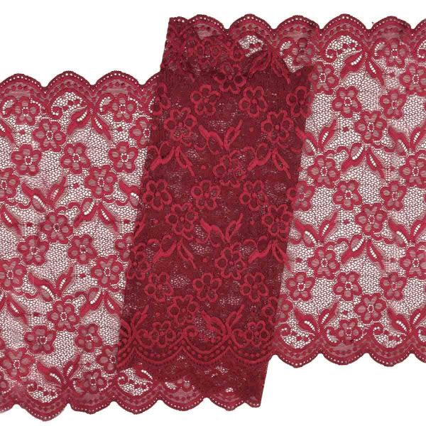 Кружево бельевое эластичное 400 мм / 13.72 м, цв. C520 т.красный